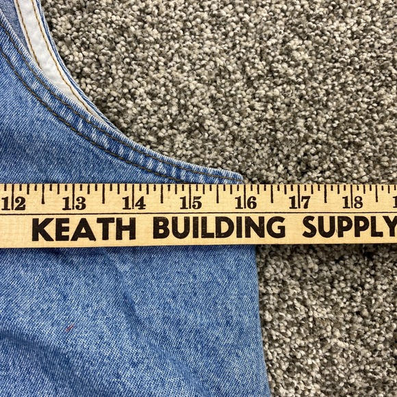 VTG Lee Dress Girls 14 Dark Blue Jean Denim Sleeveless Cotton Pockets Fade USA - Picture 2 of 7